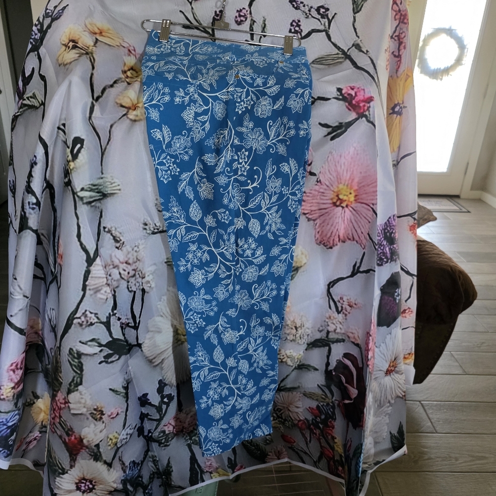 Floral Blue and White Pants